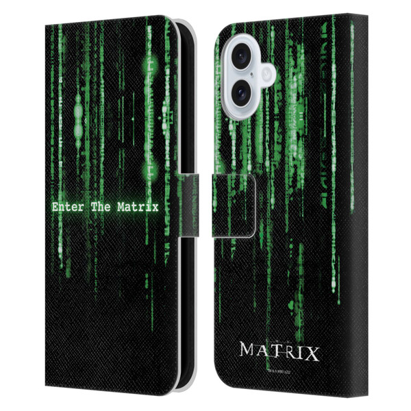 The Matrix Key Art Enter The Matrix Leather Book Wallet Case Cover For Apple iPhone 16 Plus