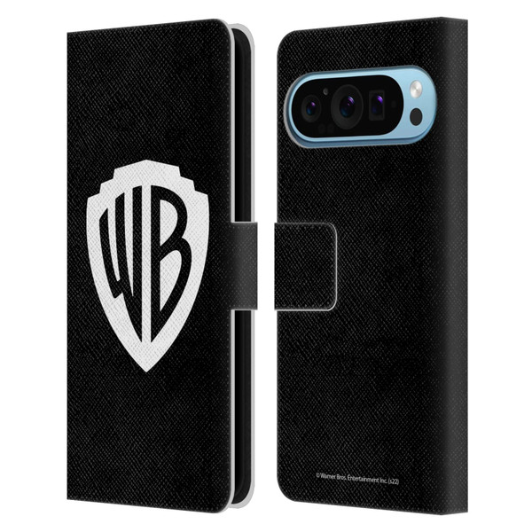 Warner Bros. Shield Logo Black Leather Book Wallet Case Cover For Google Pixel 9 / Pixel 9 Pro