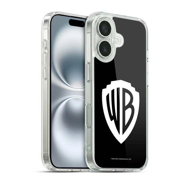 Warner Bros. Shield Logo Black Soft Gel Case for Apple iPhone 16 & MagSafe