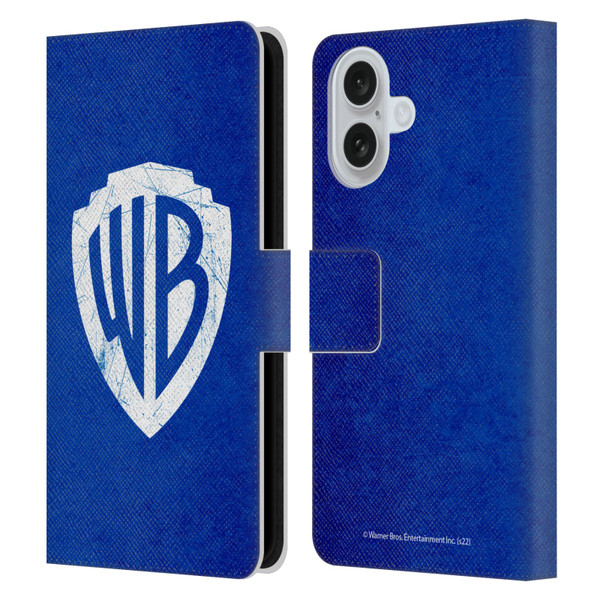 Warner Bros. Shield Logo Distressed Leather Book Wallet Case Cover For Apple iPhone 16