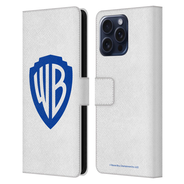 Warner Bros. Shield Logo White Leather Book Wallet Case Cover For Apple iPhone 16 Pro Max