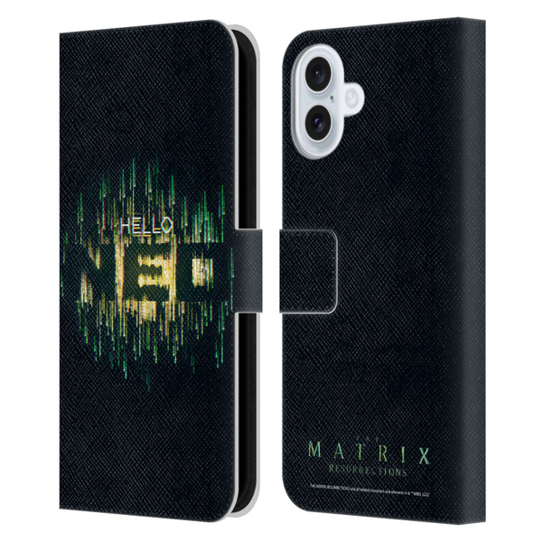 The Matrix Resurrections Key Art Hello Neo Leather Book Wallet Case Cover For Apple iPhone 16 Plus