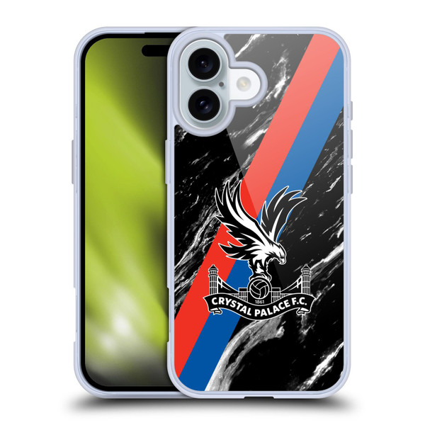 Crystal Palace FC Crest Black Marble Soft Gel Case for Apple iPhone 16