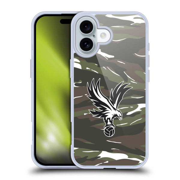 Crystal Palace FC Crest Woodland Camouflage Soft Gel Case for Apple iPhone 16