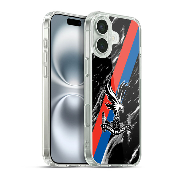 Crystal Palace FC Crest Black Marble Soft Gel Case for Apple iPhone 16 Plus & MagSafe