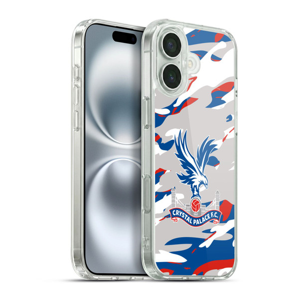 Crystal Palace FC Crest Camouflage Soft Gel Case for Apple iPhone 16 Plus & MagSafe
