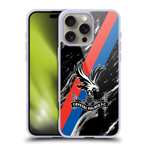 Crystal Palace FC Crest Black Marble Soft Gel Case for Apple iPhone 16 Pro Max