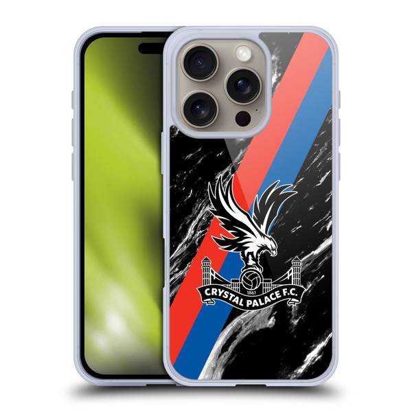 Crystal Palace FC Crest Black Marble Soft Gel Case for Apple iPhone 16 Pro