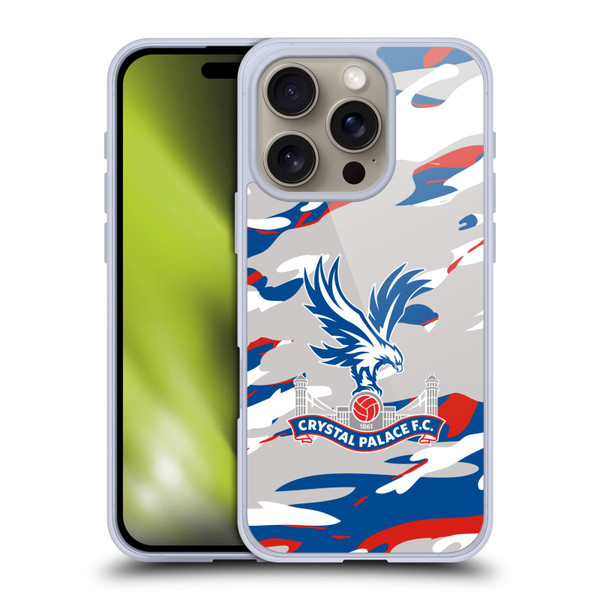 Crystal Palace FC Crest Camouflage Soft Gel Case for Apple iPhone 16 Pro