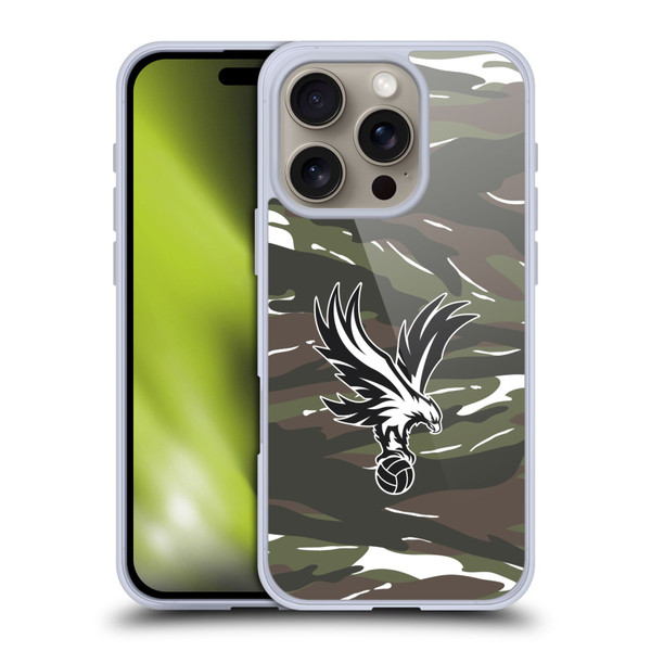 Crystal Palace FC Crest Woodland Camouflage Soft Gel Case for Apple iPhone 16 Pro