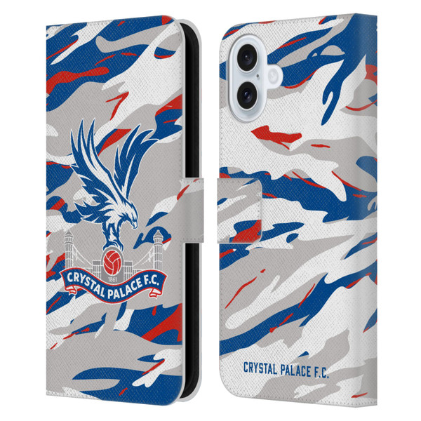 Crystal Palace FC Crest Camouflage Leather Book Wallet Case Cover For Apple iPhone 16 Plus