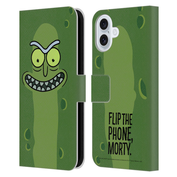 Rick And Morty Season 3 Graphics Pickle Rick Leather Book Wallet Case Cover For Apple iPhone 16 Plus