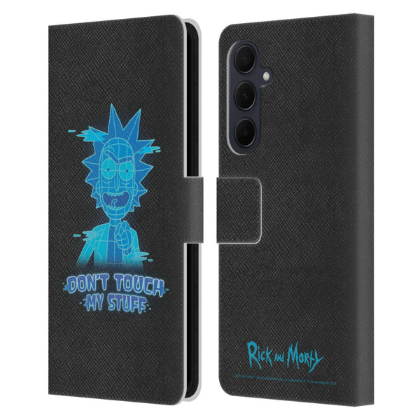 Rick And Morty Season 5 Graphics Don't Touch My Stuff Leather Book Wallet Case Cover For Samsung Galaxy A35 5G