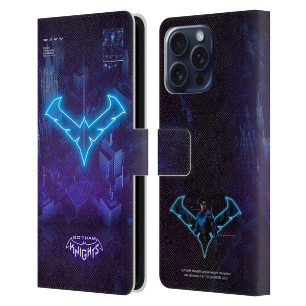 Gotham Knights Character Art Nightwing Leather Book Wallet Case Cover For Apple iPhone 16 Pro Max
