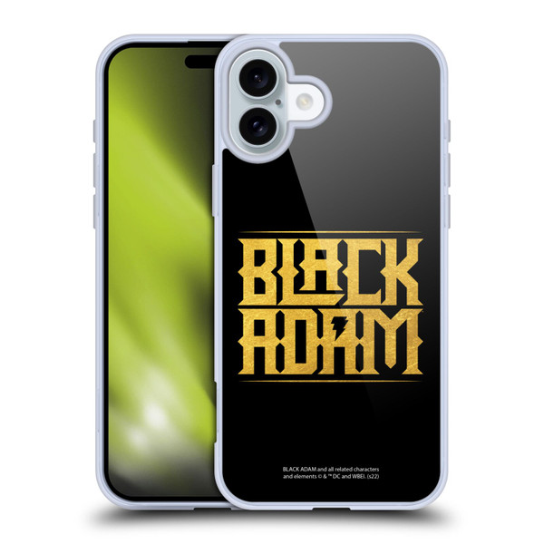 Black Adam Graphics Logotype Soft Gel Case for Apple iPhone 16 Plus