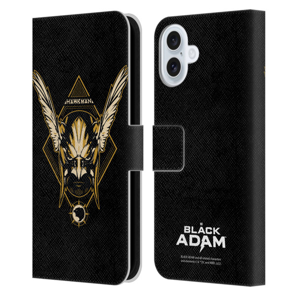 Black Adam Graphics Hawkman Leather Book Wallet Case Cover For Apple iPhone 16 Plus