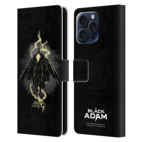 Black Adam Graphics Lightning Leather Book Wallet Case Cover For Apple iPhone 16 Pro Max