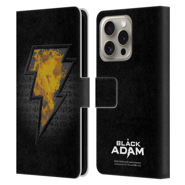 Black Adam Graphics Icon Leather Book Wallet Case Cover For Apple iPhone 16 Pro