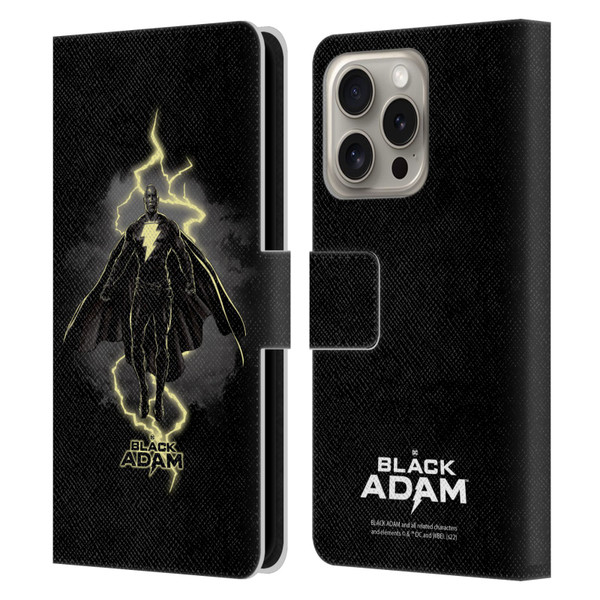 Black Adam Graphics Lightning Leather Book Wallet Case Cover For Apple iPhone 16 Pro