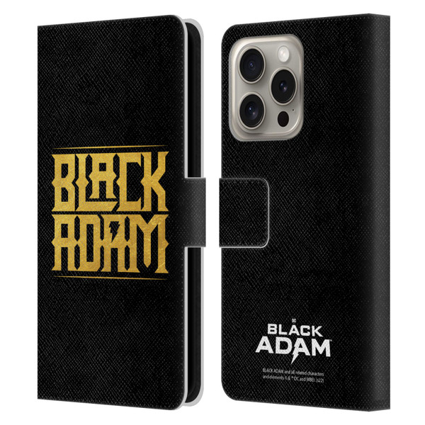 Black Adam Graphics Logotype Leather Book Wallet Case Cover For Apple iPhone 16 Pro