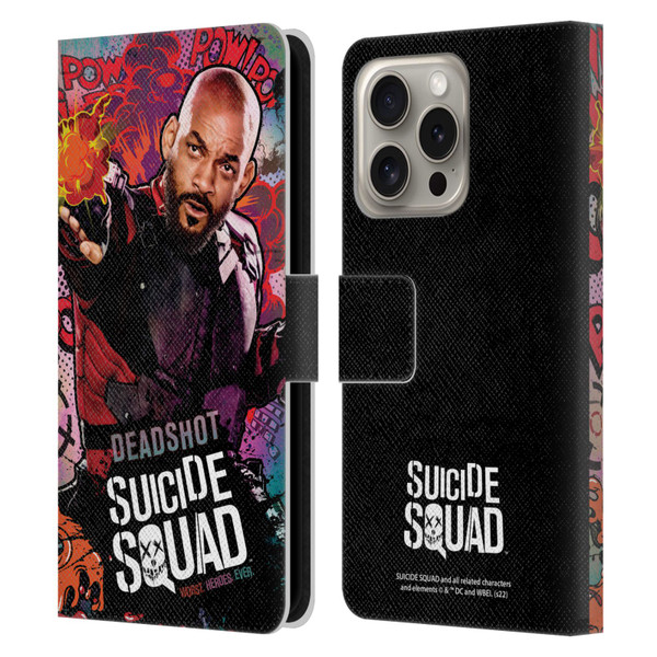 Suicide Squad 2016 Graphics Deadshot Poster Leather Book Wallet Case Cover For Apple iPhone 16 Pro