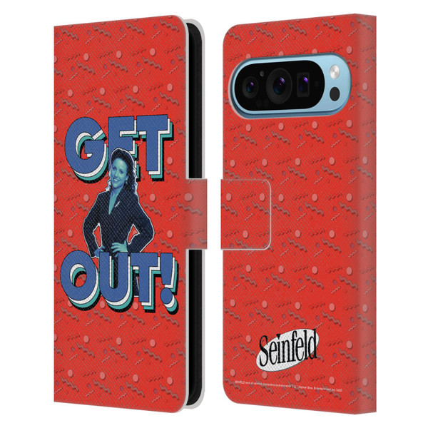 Seinfeld Graphics Get Out! Leather Book Wallet Case Cover For Google Pixel 9 / Pixel 9 Pro
