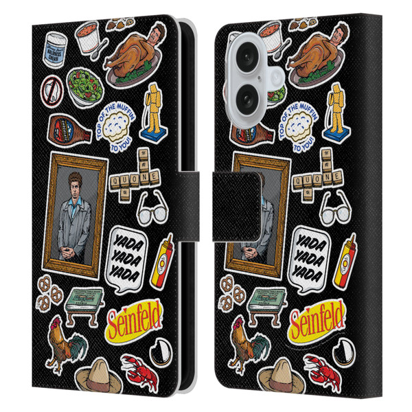 Seinfeld Graphics Sticker Collage Leather Book Wallet Case Cover For Apple iPhone 16