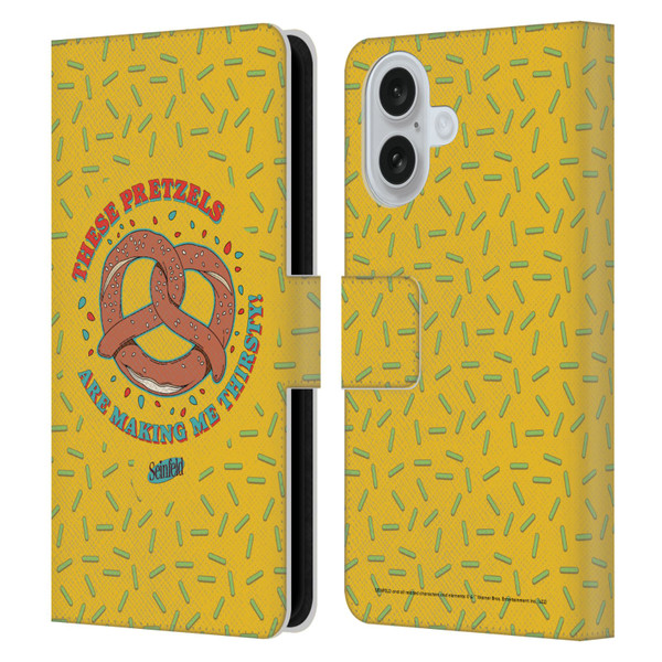 Seinfeld Graphics These Pretzels Leather Book Wallet Case Cover For Apple iPhone 16
