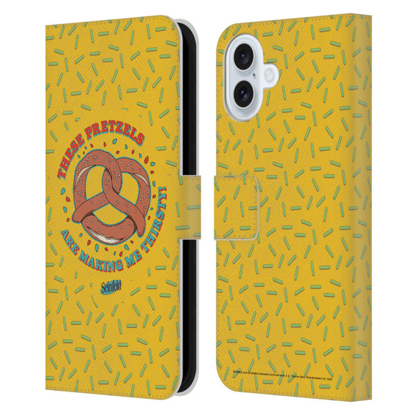 Seinfeld Graphics These Pretzels Leather Book Wallet Case Cover For Apple iPhone 16 Plus