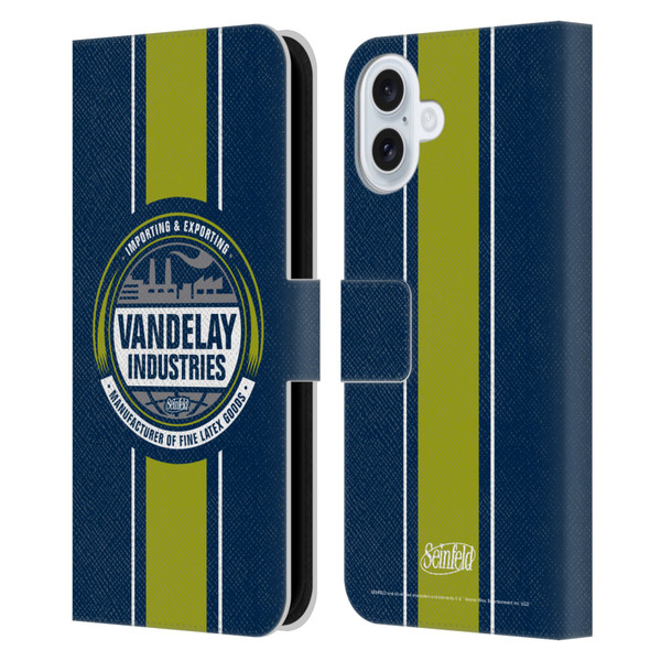 Seinfeld Graphics Vandelay Industries Leather Book Wallet Case Cover For Apple iPhone 16 Plus