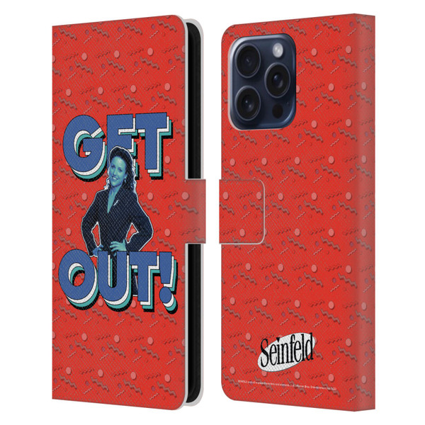 Seinfeld Graphics Get Out! Leather Book Wallet Case Cover For Apple iPhone 16 Pro Max