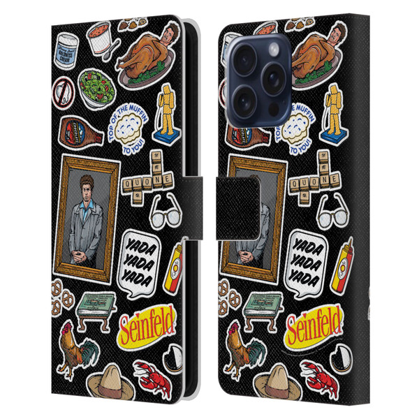 Seinfeld Graphics Sticker Collage Leather Book Wallet Case Cover For Apple iPhone 16 Pro Max