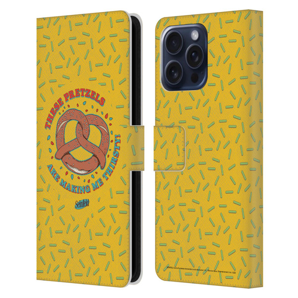 Seinfeld Graphics These Pretzels Leather Book Wallet Case Cover For Apple iPhone 16 Pro Max