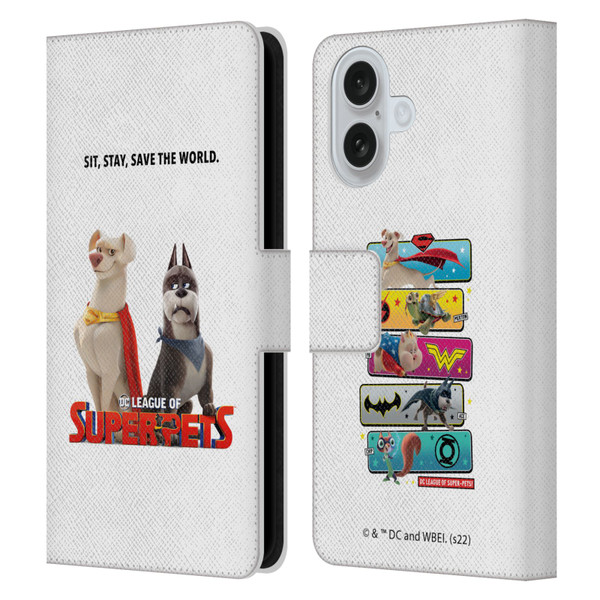 DC League Of Super Pets Graphics Characters 1 Leather Book Wallet Case Cover For Apple iPhone 16