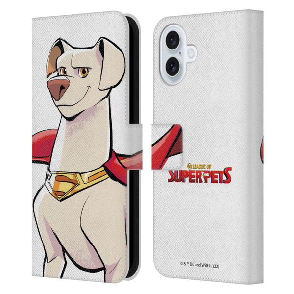 DC League Of Super Pets Graphics Krypto Leather Book Wallet Case Cover For Apple iPhone 16 Plus