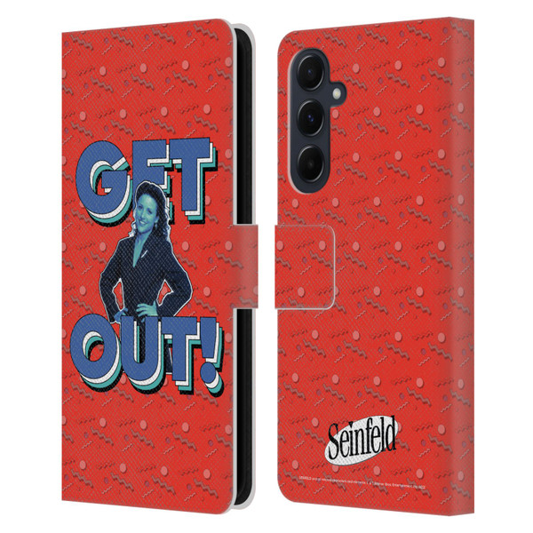 Seinfeld Graphics Get Out! Leather Book Wallet Case Cover For Samsung Galaxy A55 5G