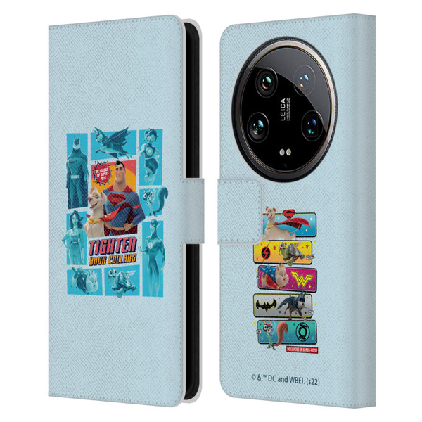 DC League Of Super Pets Graphics Tighten Your Collars Leather Book Wallet Case Cover For Xiaomi 14 Ultra
