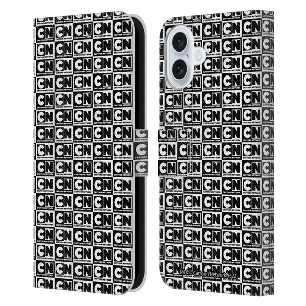 Cartoon Network Logo Pattern Leather Book Wallet Case Cover For Apple iPhone 16 Plus