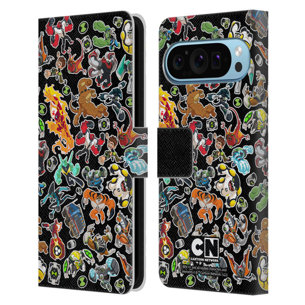 Ben 10: Animated Series Graphics Alien Pattern Leather Book Wallet Case Cover For Google Pixel 9 / Pixel 9 Pro