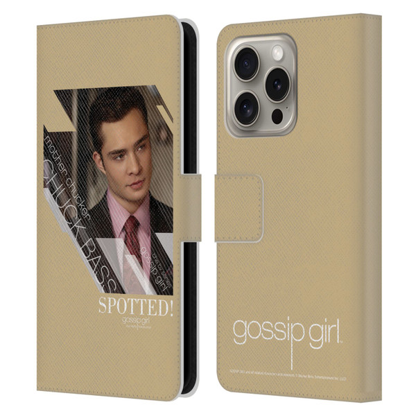 Gossip Girl Graphics Chuck Leather Book Wallet Case Cover For Apple iPhone 16 Pro