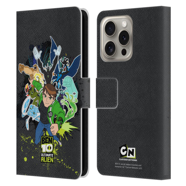 Ben 10: Ultimate Alien Graphics Character Art Leather Book Wallet Case Cover For Apple iPhone 16 Pro
