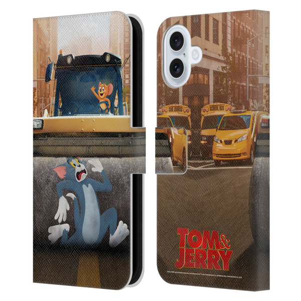 Tom And Jerry Movie (2021) Graphics Rolling Leather Book Wallet Case Cover For Apple iPhone 16 Plus