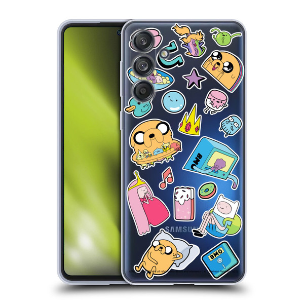 Adventure Time Graphics Icons Soft Gel Case for Samsung Galaxy M55 5G