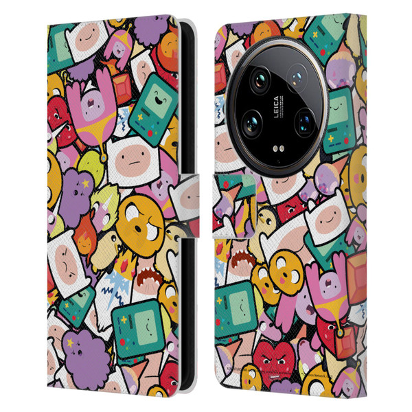 Adventure Time Graphics Pattern Leather Book Wallet Case Cover For Xiaomi 14 Ultra