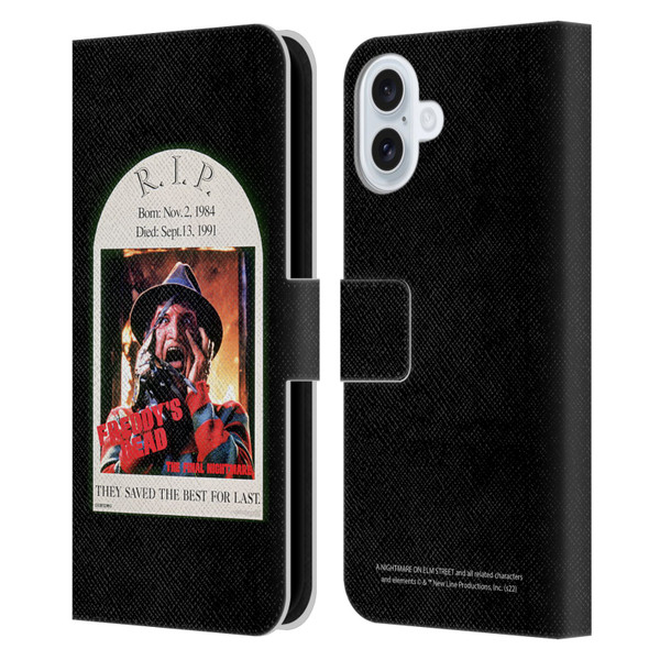 A Nightmare On Elm Street: Freddy's Dead Graphics The Final Nightmare Leather Book Wallet Case Cover For Apple iPhone 16 Plus