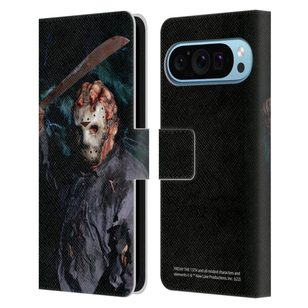Friday the 13th: Jason Goes To Hell Graphics Jason Voorhees Leather Book Wallet Case Cover For Google Pixel 9 / Pixel 9 Pro