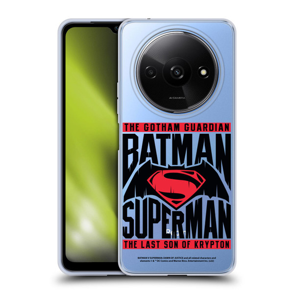 Batman V Superman: Dawn of Justice Graphics Typography Soft Gel Case for Xiaomi Redmi A3