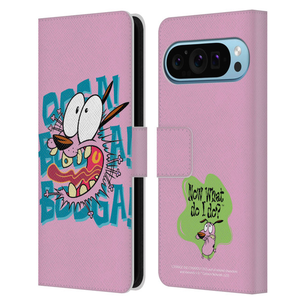 Courage The Cowardly Dog Graphics Spooked Leather Book Wallet Case Cover For Google Pixel 9 / Pixel 9 Pro