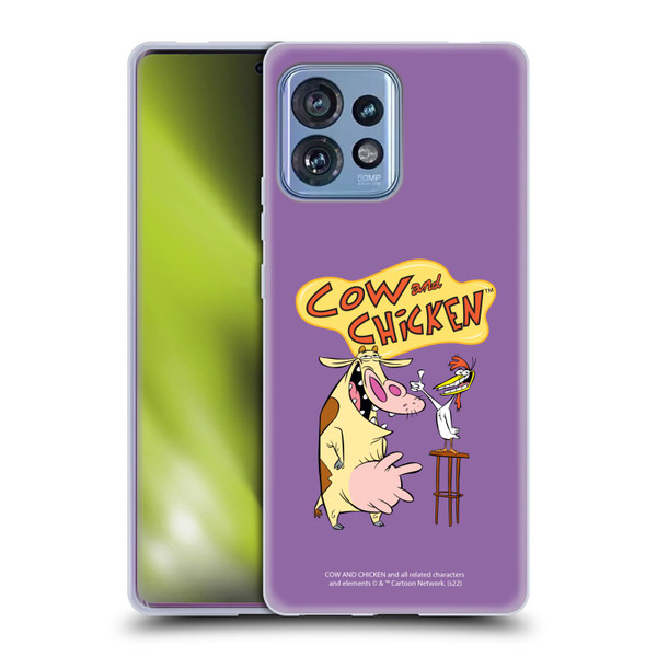Cow and Chicken Graphics Character Art Soft Gel Case for Motorola Moto Edge 40 Pro