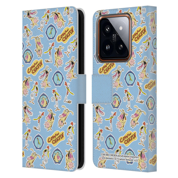 Cow and Chicken Graphics Pattern Leather Book Wallet Case Cover For Xiaomi 14